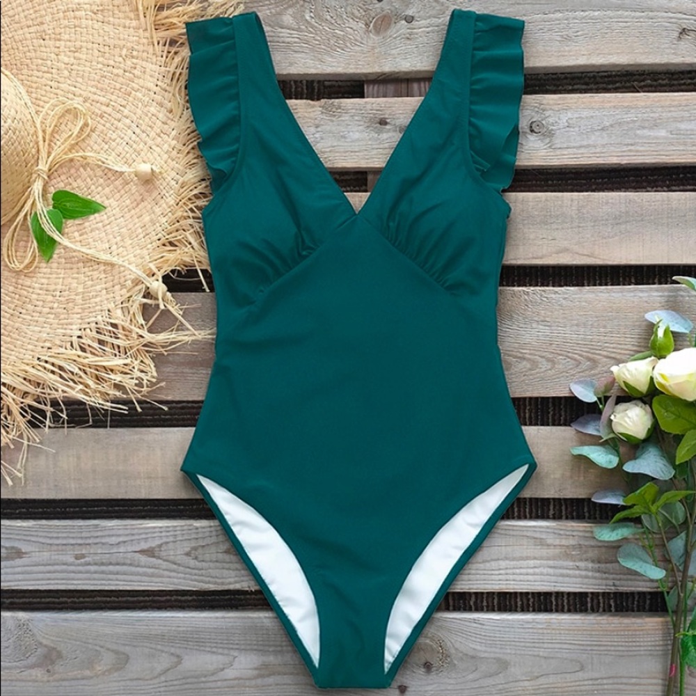 Cupshe Teal Plunging One-piece Swimsuit